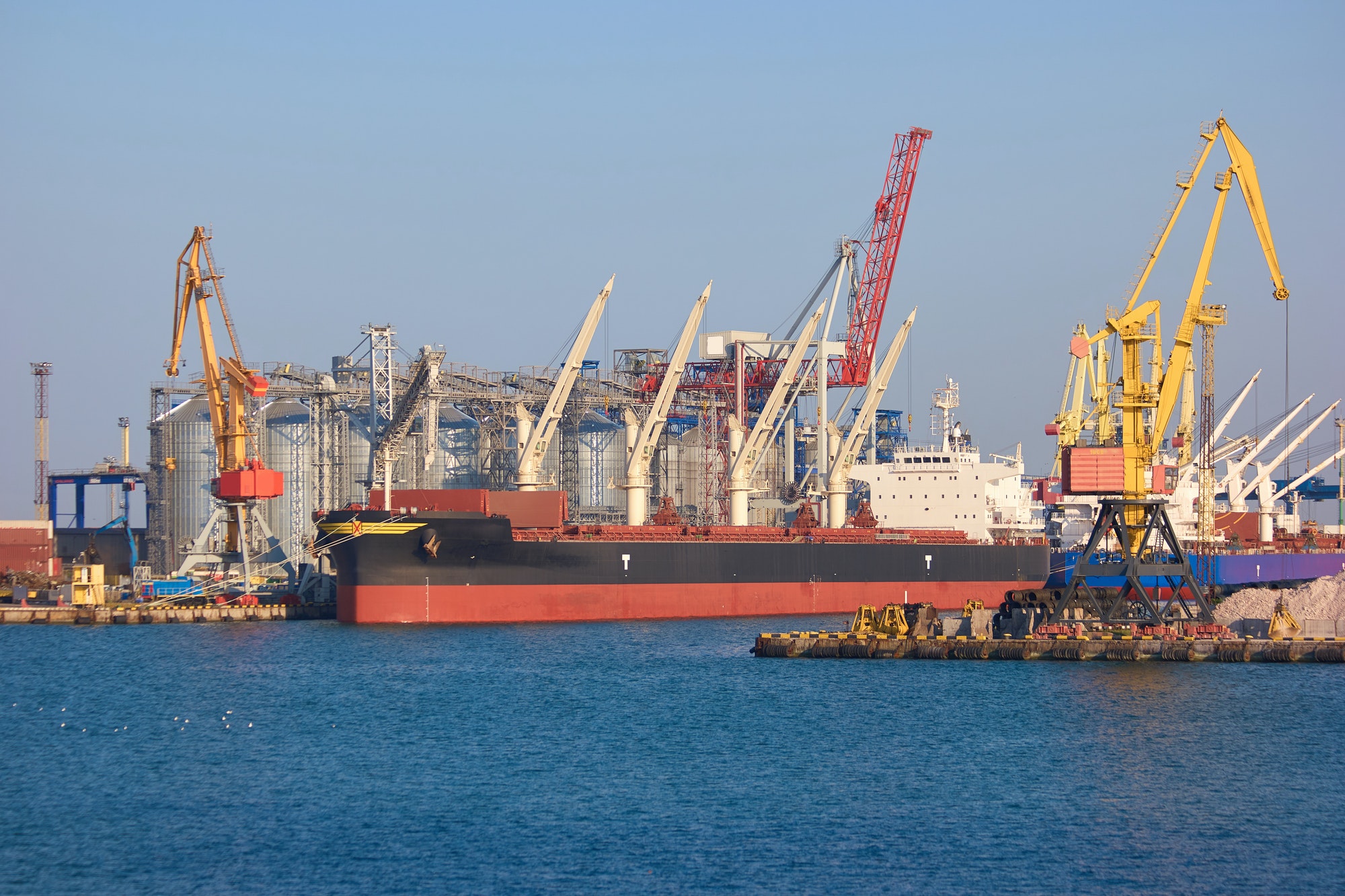 Freight ship near sea port.